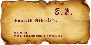Bencsik Miklós névjegykártya